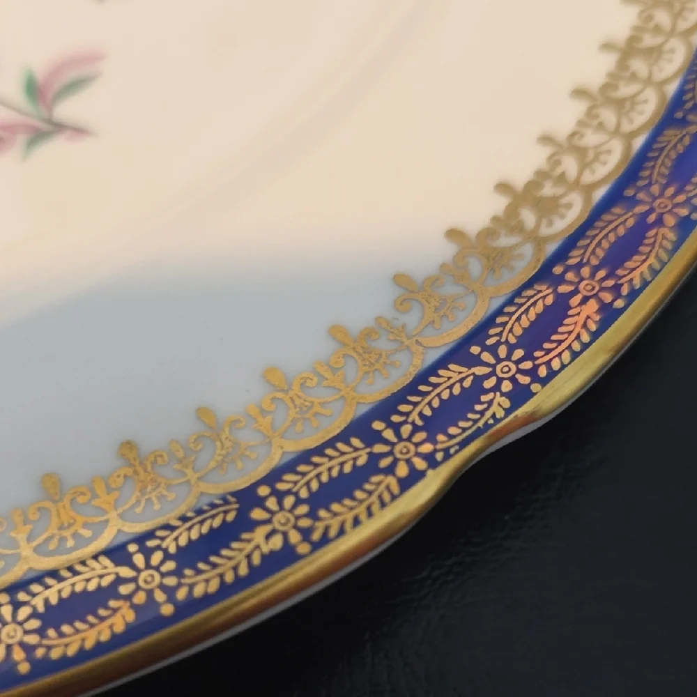 Royal Grafton Fine Bone China Floral Plate with Blue and Gold Accents